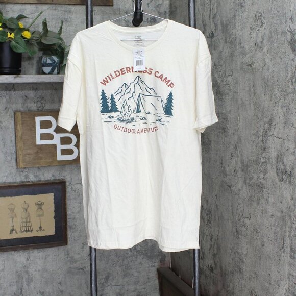 NWT Graphics Wilderness Camp Graphic Tee T-Shirt THR4170KH XL Natural Ivory - Picture 2 of 4